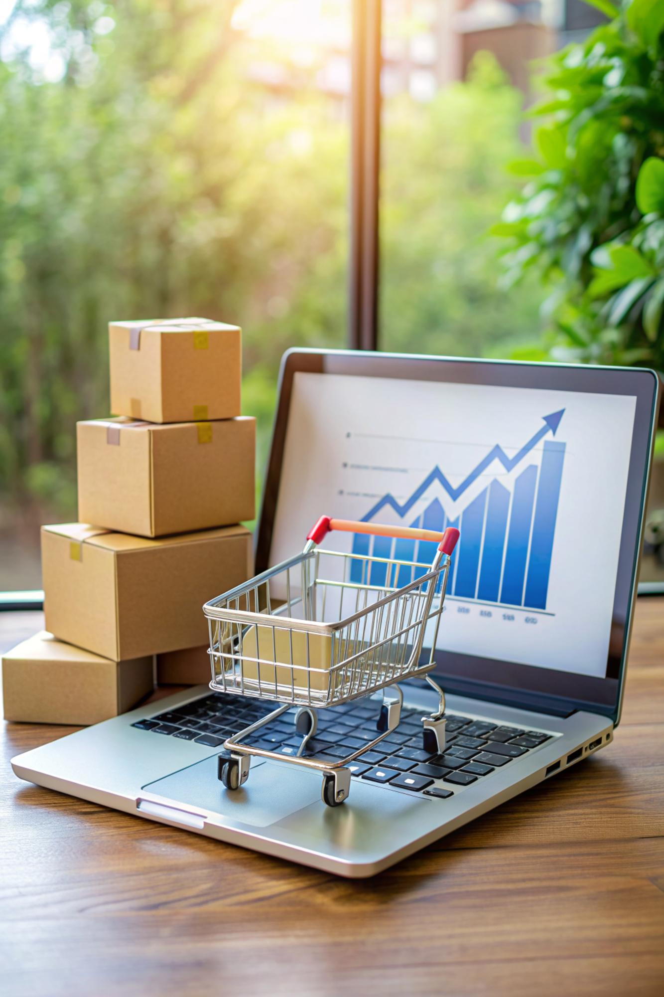 online-shopping-boxes-table-trolley-laptop-keyboard-business-graph-growth-screen-background-electronic-commerce_1028938-206407